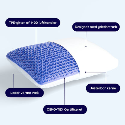 AirFlow™ ergonomisk kølende pude - Perfekt til varme nætter & sensitiv hud